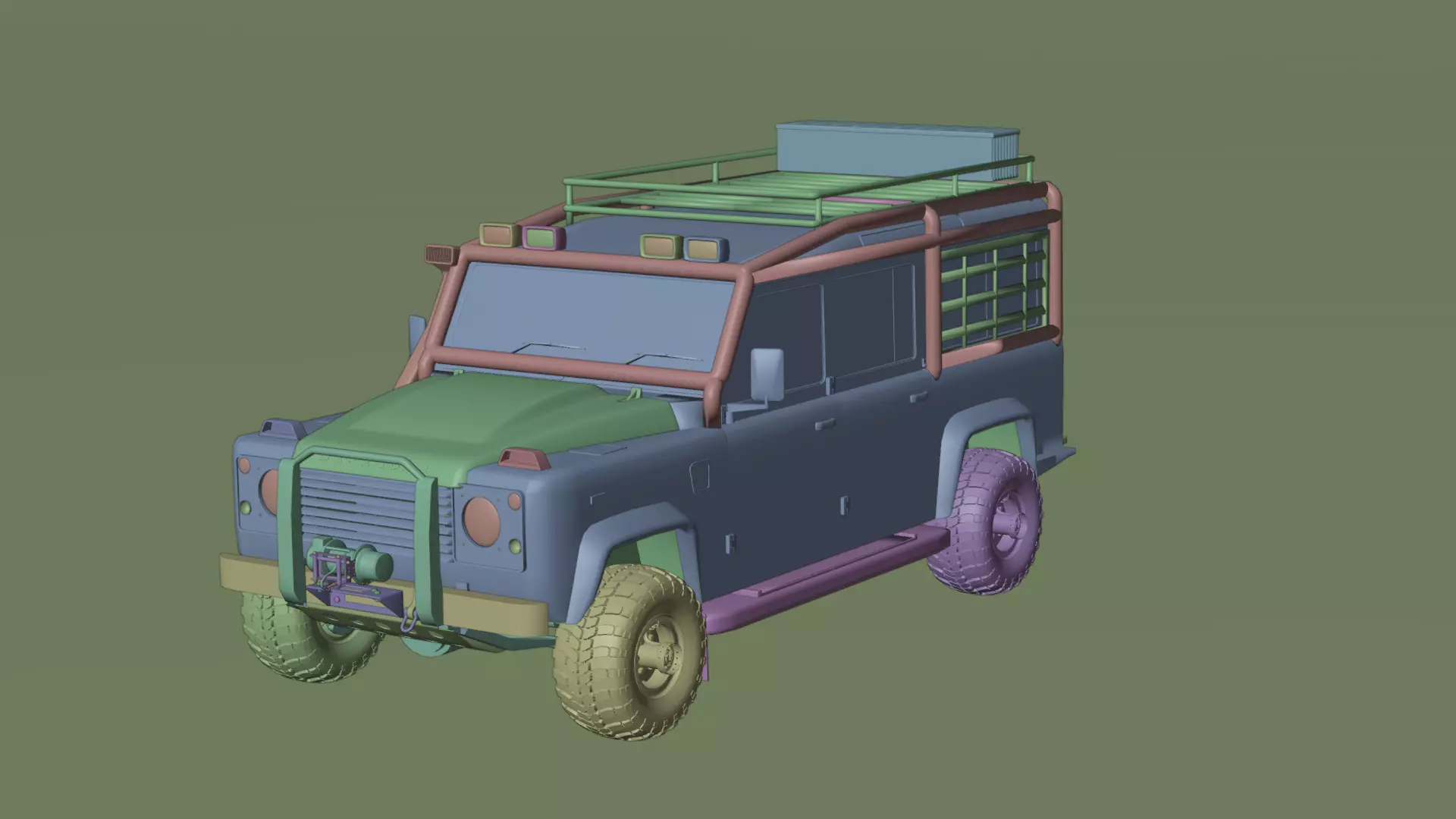 4x4 off road camping jeep  Low-poly 3D model_13