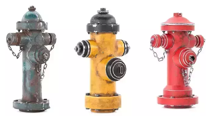 Fire Hydrants Low-poly 3D model