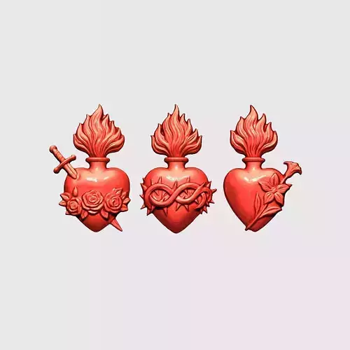 Three Sacred Hearts v2 3D print model
