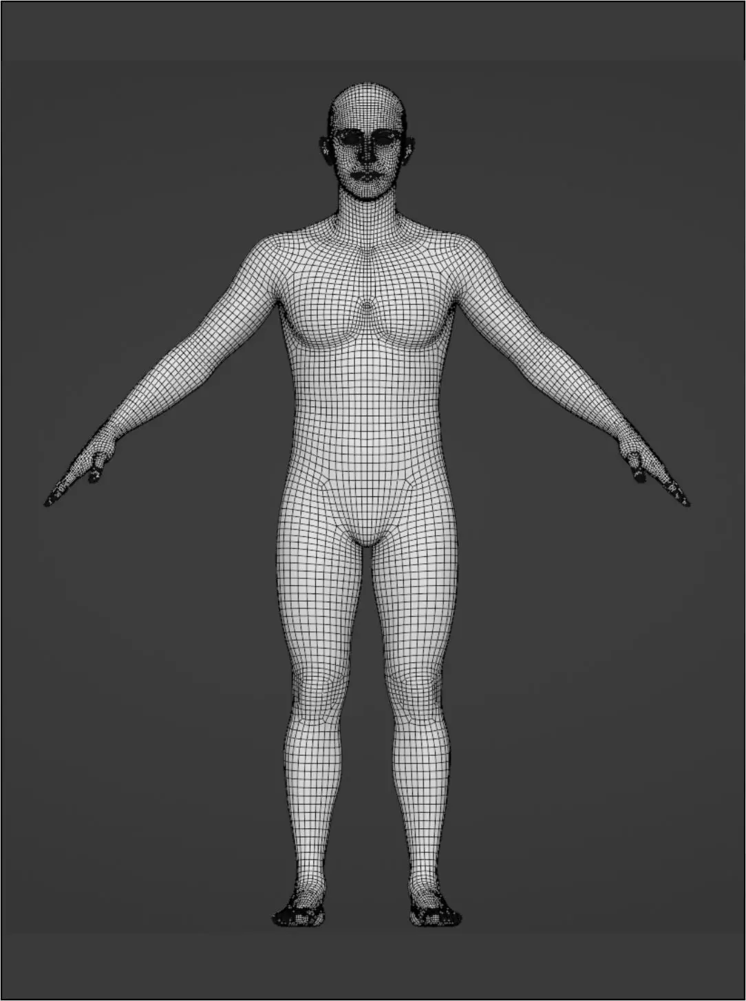 Realistic Male Base Mesh A-Pose Caucasian Character Low-poly 3D model_1