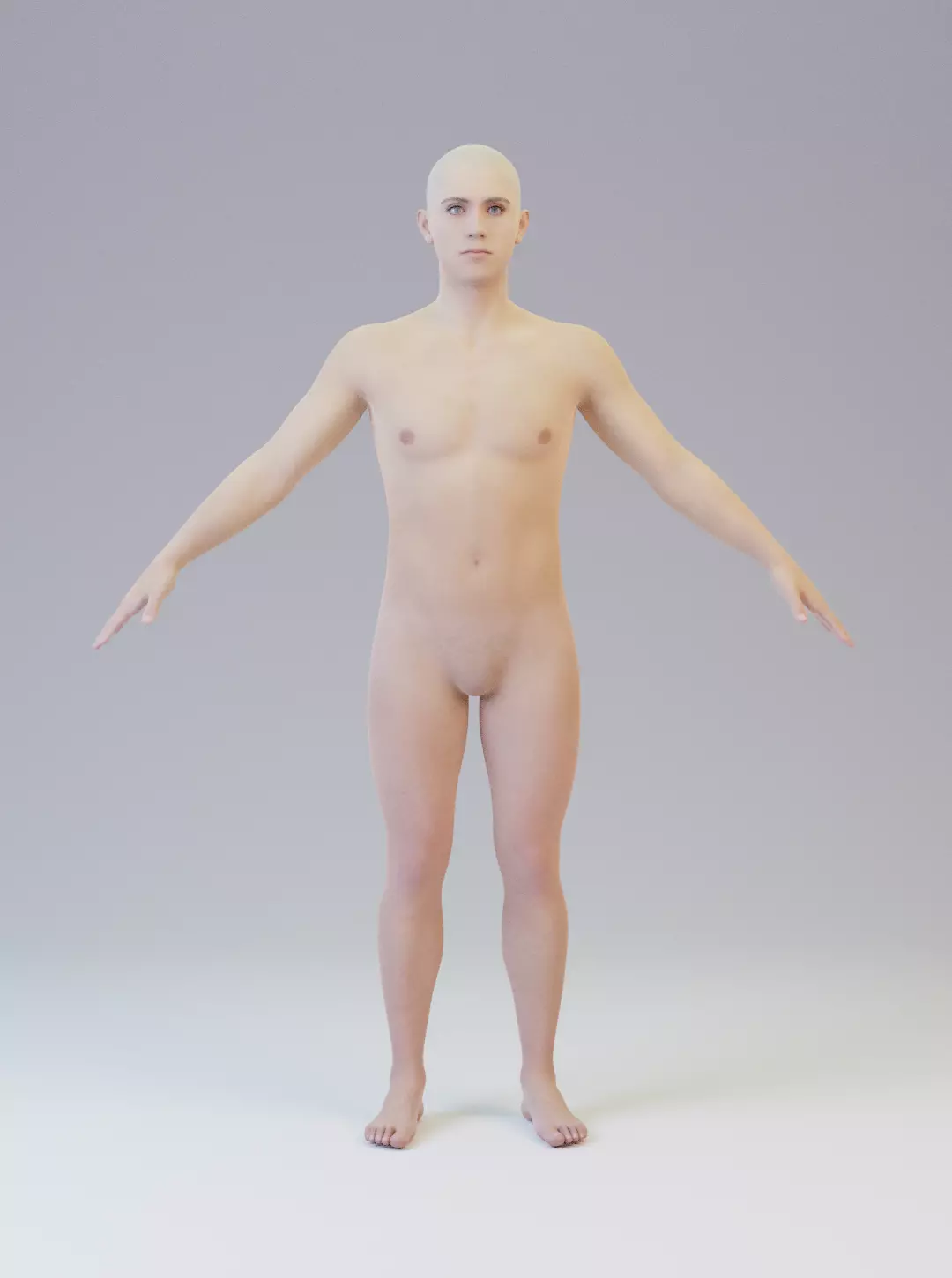 Realistic Male Base Mesh A-Pose Caucasian Character Low-poly 3D model_0