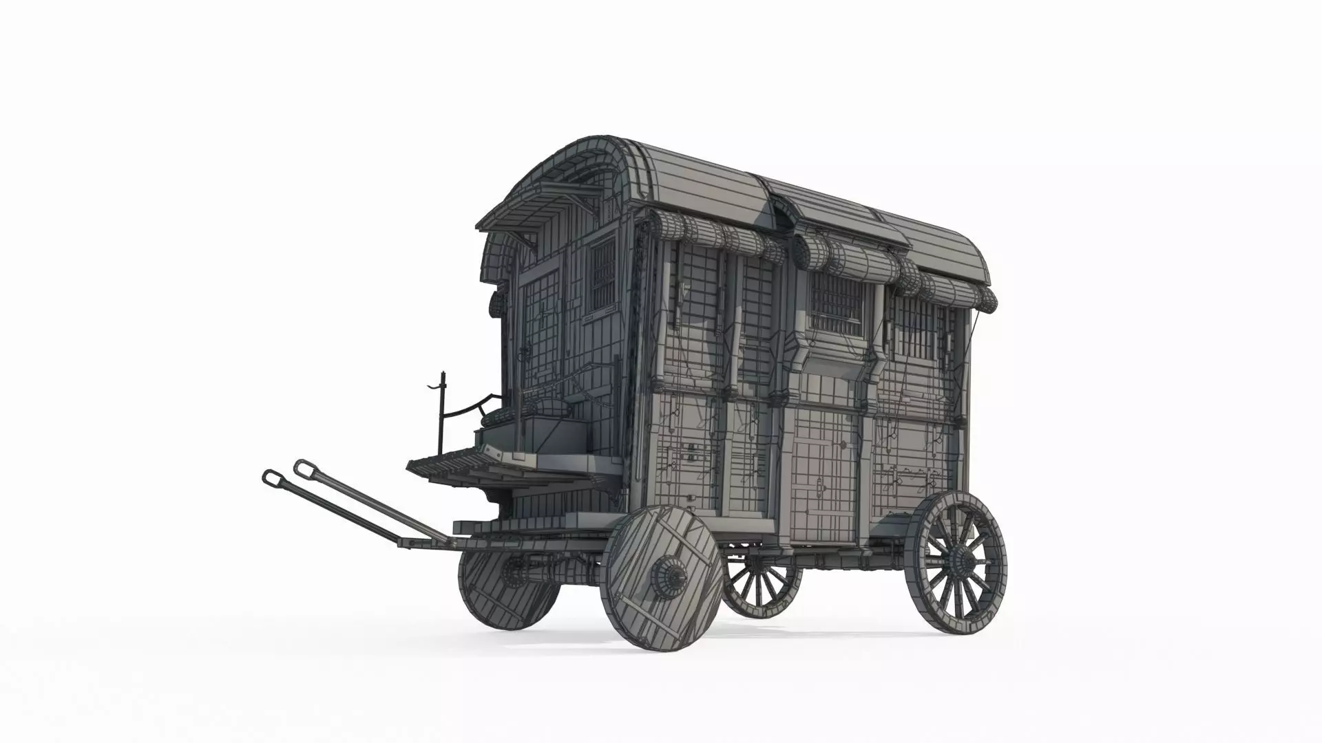 Medieval vehicle carriage 3D model_7