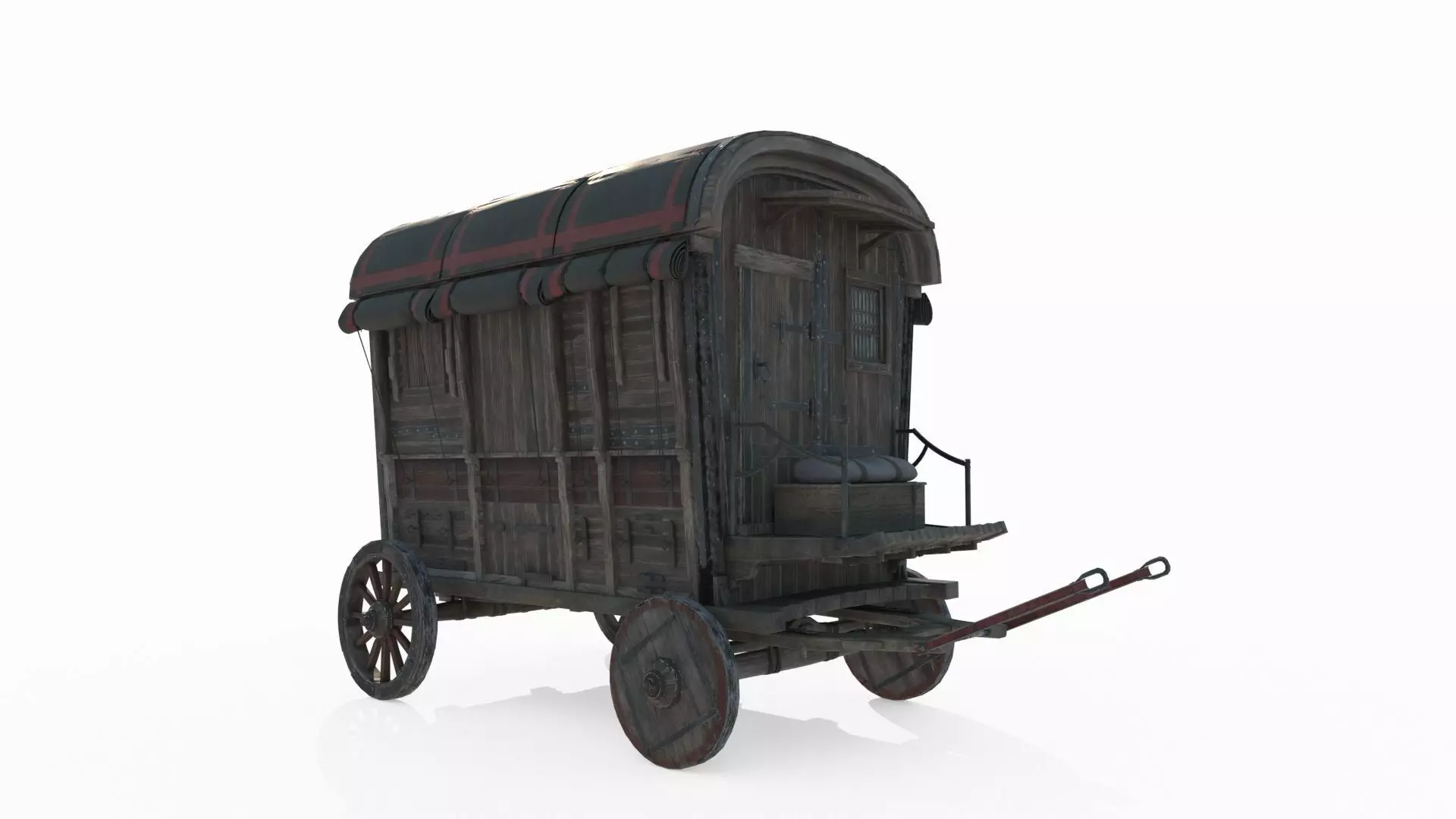 Medieval vehicle carriage 3D model_9