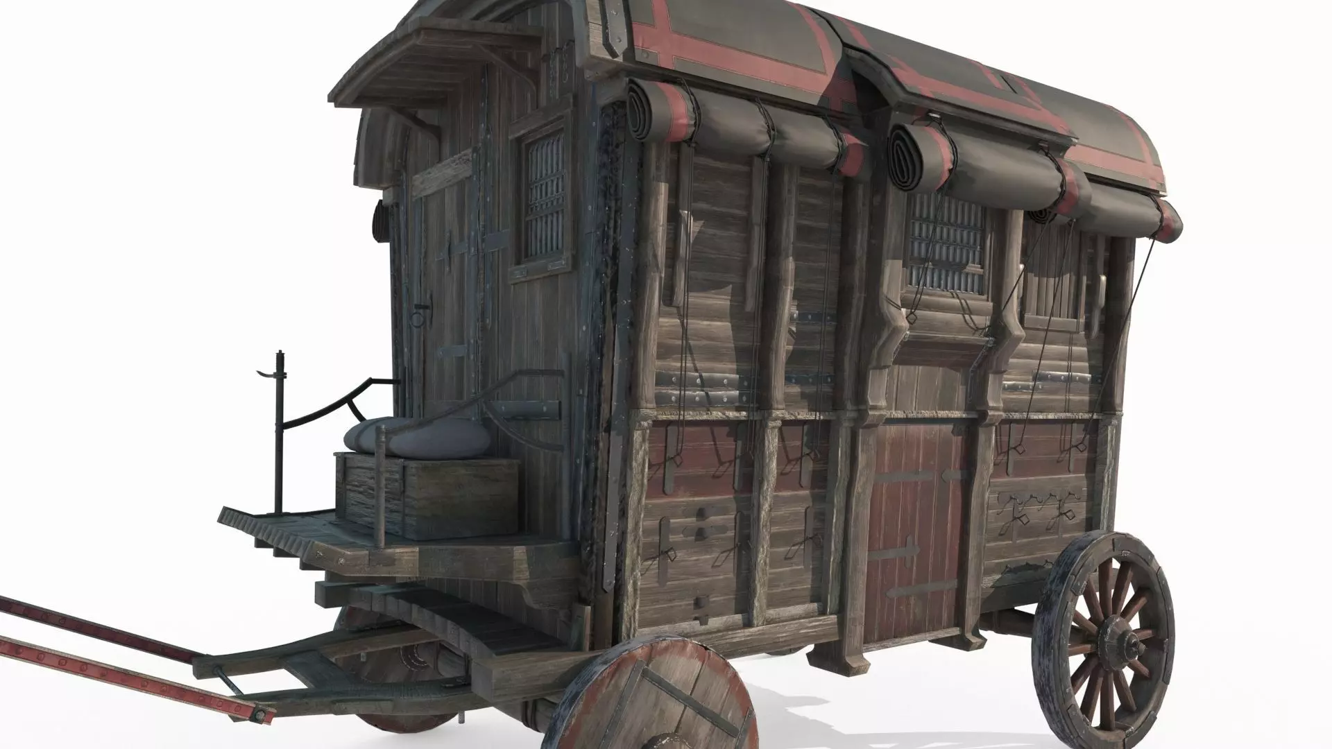 Medieval vehicle carriage 3D model_2