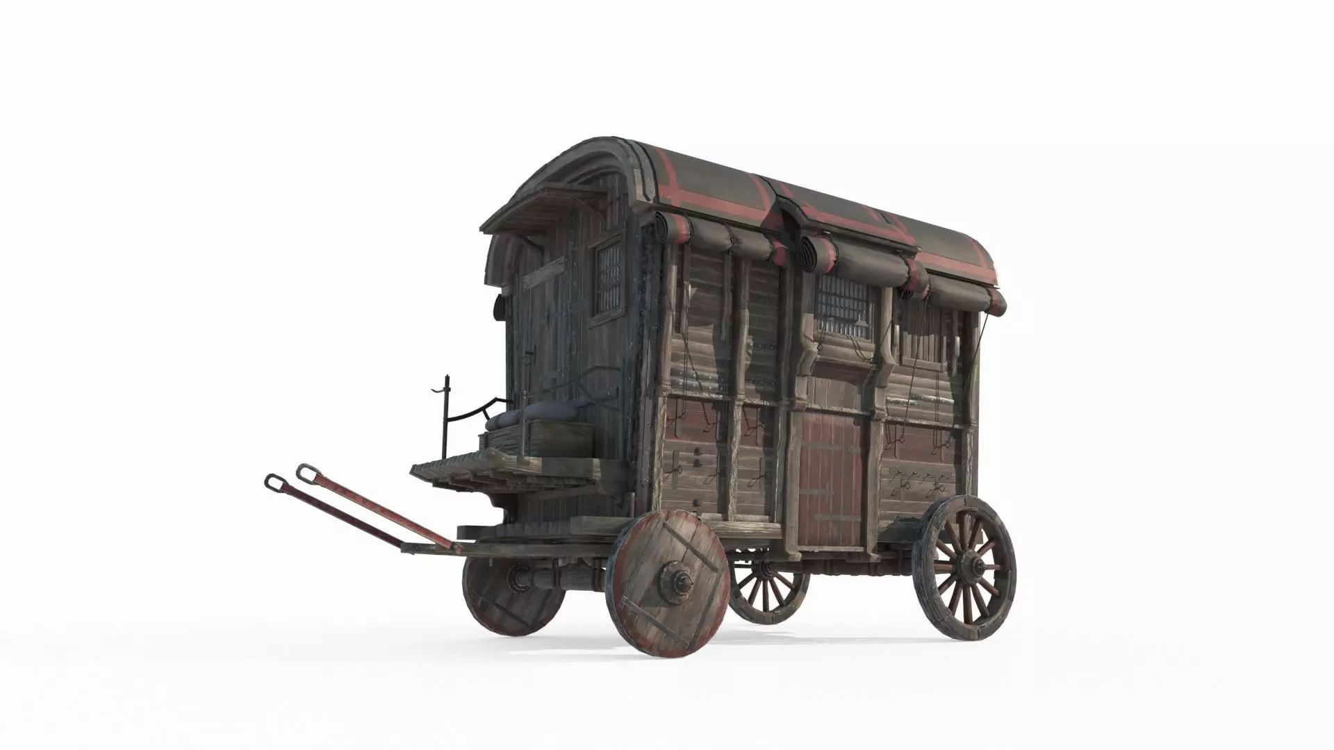 Medieval vehicle carriage 3D model_0