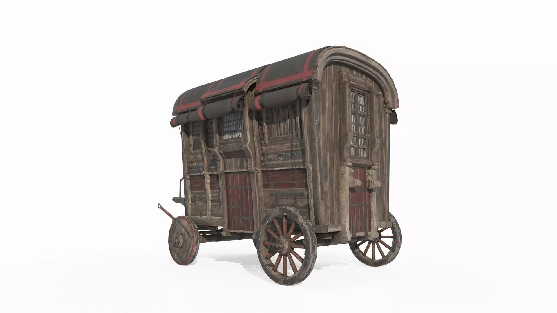 Medieval vehicle carriage 3D model_3