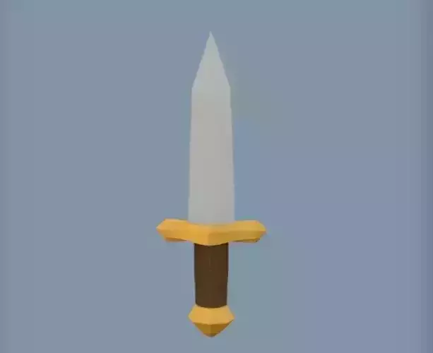 Low-poly medieval sword with gold hilt