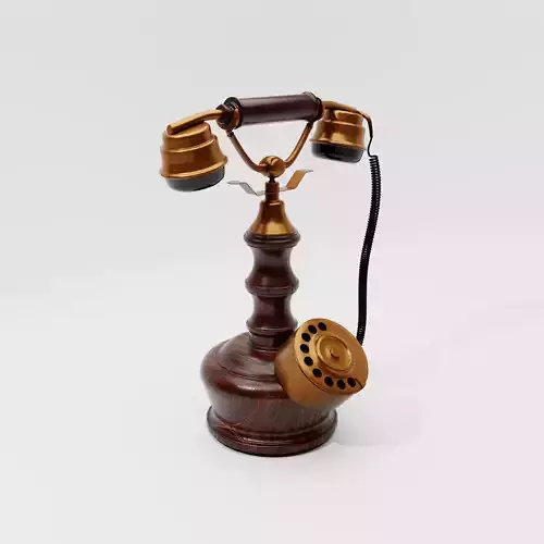 Antique Rotary Telephone Model  Vintage Wood Brass Style