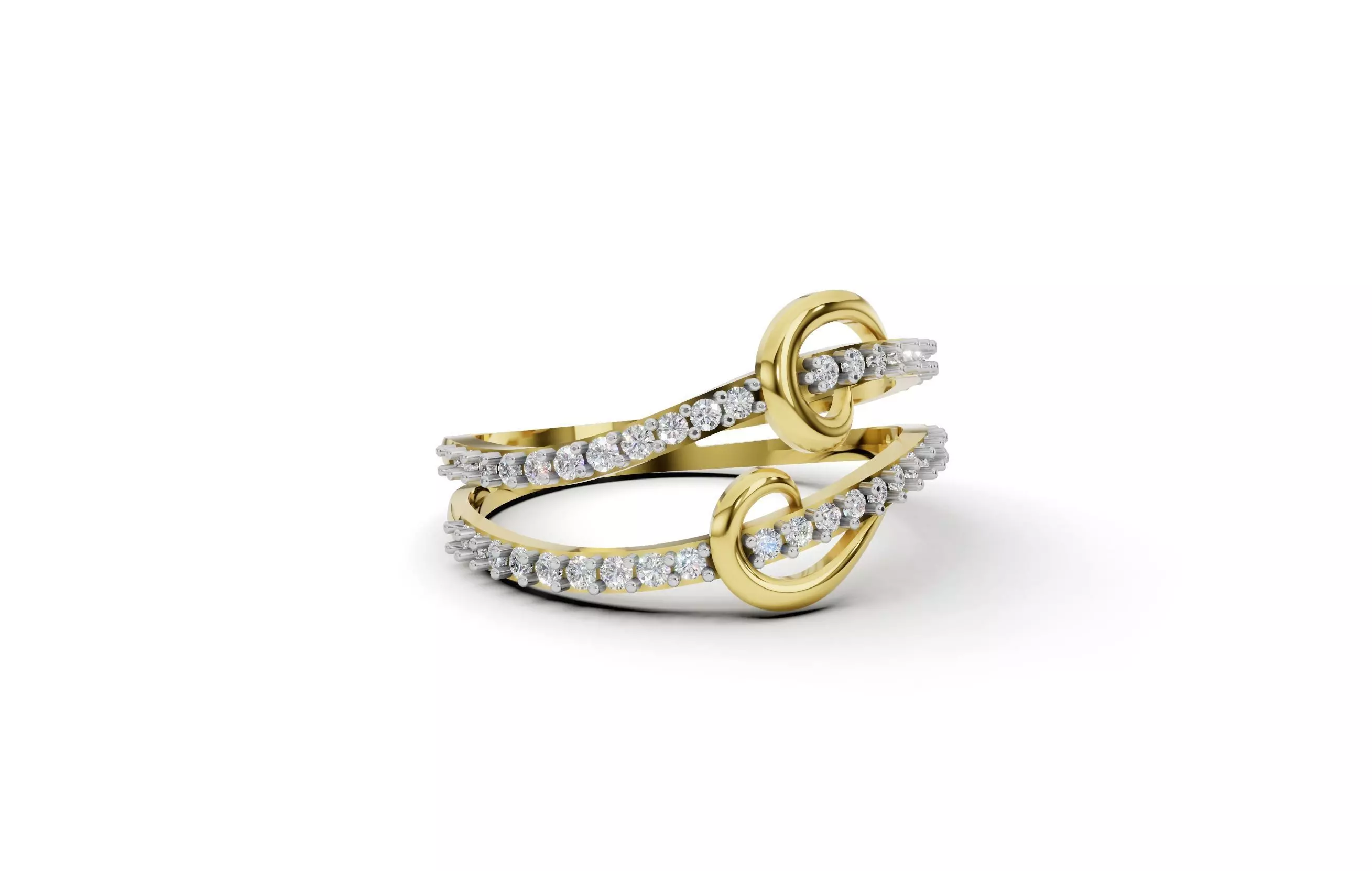 Double Curve Diamond Ring 3D print model_6