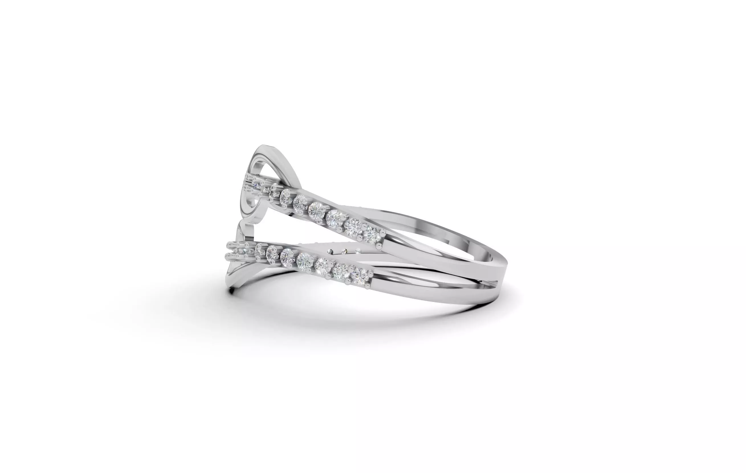 Double Curve Diamond Ring 3D print model_10