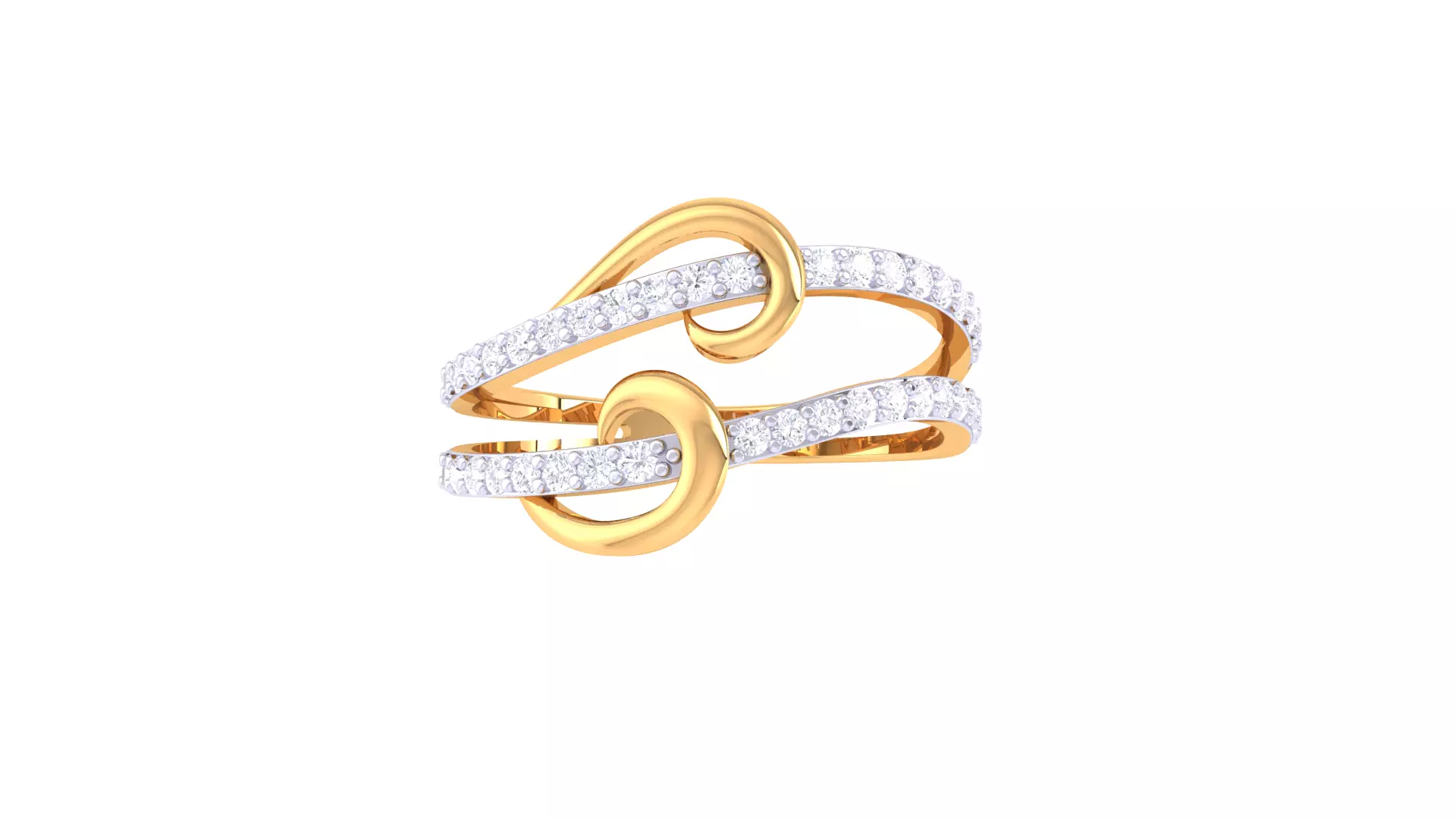 Double Curve Diamond Ring 3D print model_3