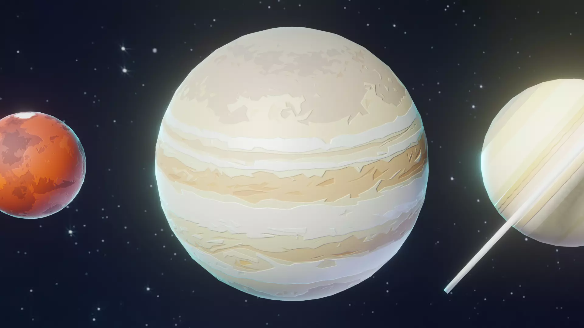 Stylized Solar System 3D Model With 25 Sci Fi Music Tracks Low-poly 3D model_11