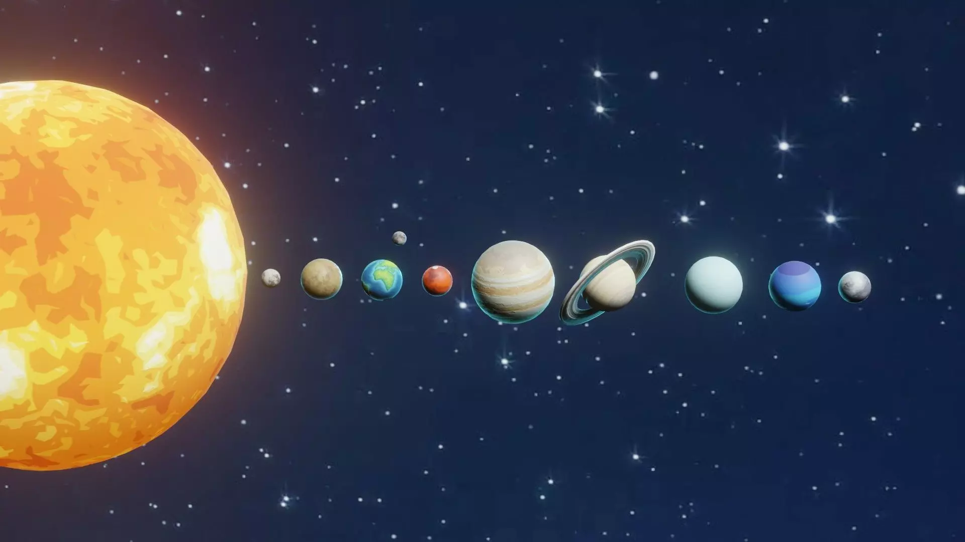 Stylized Solar System 3D Model With 25 Sci Fi Music Tracks Low-poly 3D model_4