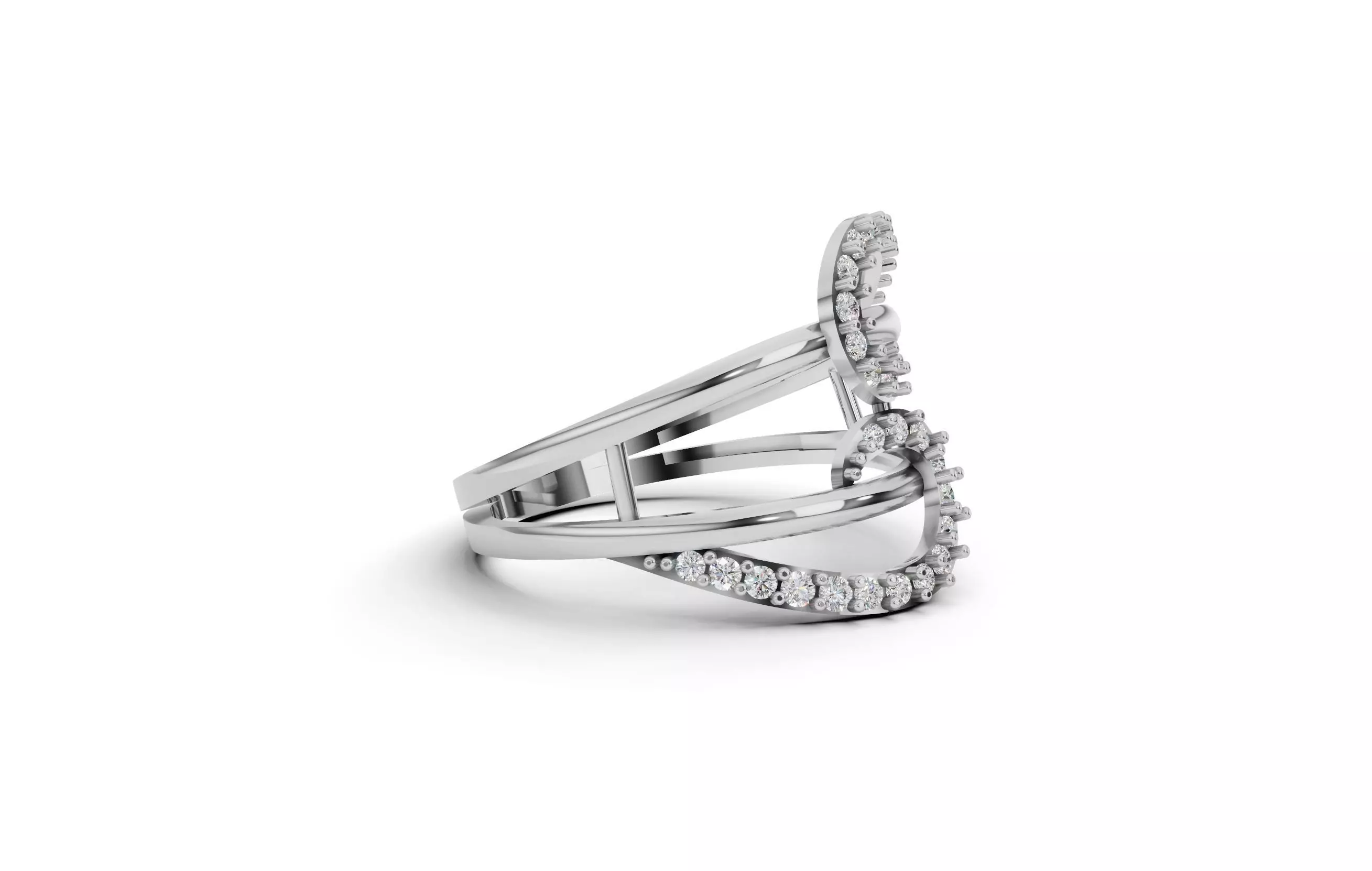 Elegant Gold Ring with Diamond Accents 3D print model