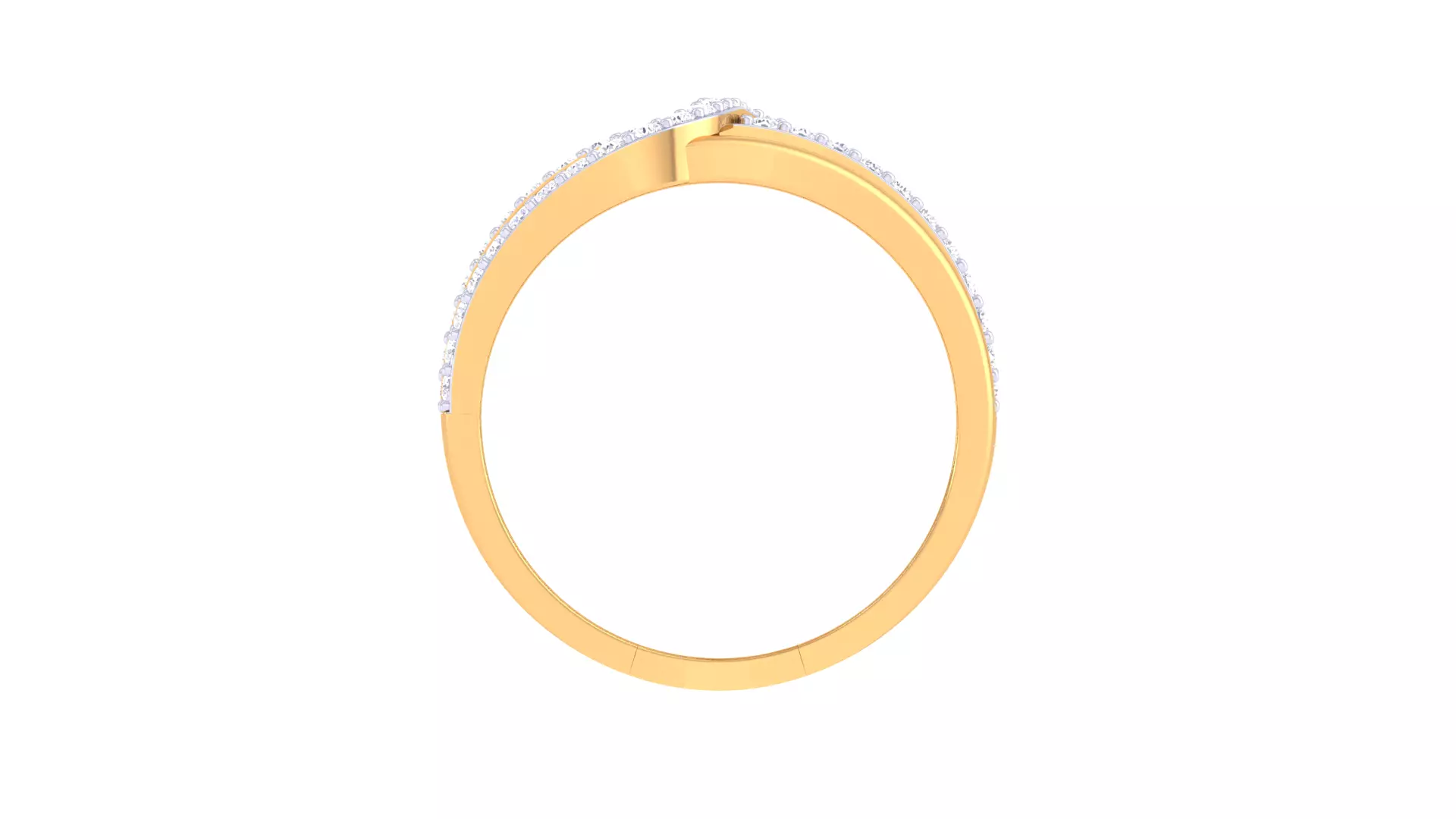 Contemporary Diamond-Streak Gold Ring 3D print model_4