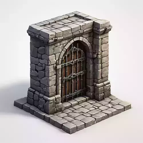 Stylized Stone Gate Game Asset Low-poly 3D model