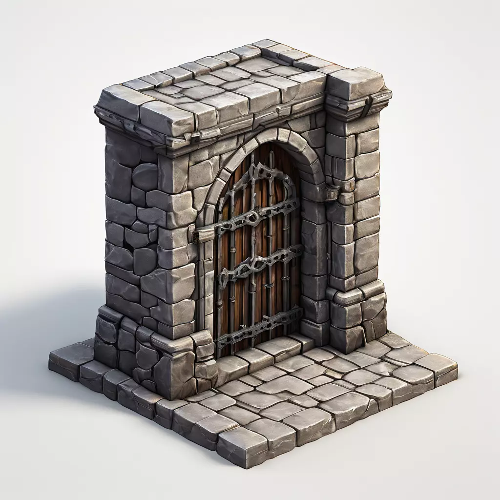 Stylized Stone Gate Game Asset Low-poly 3D model_0