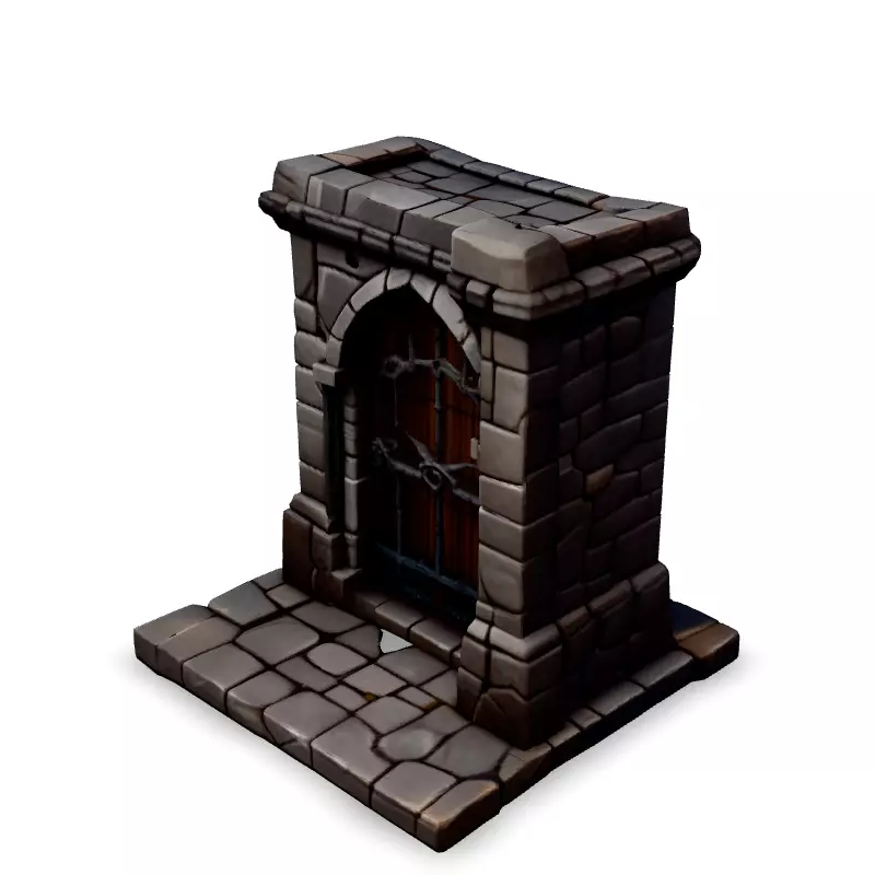 Stylized Stone Gate Game Asset Low-poly 3D model_1