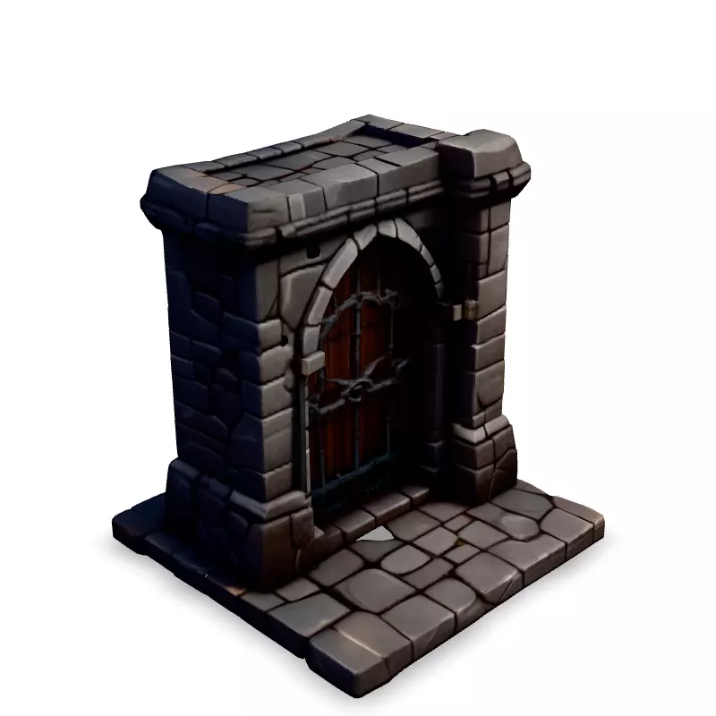 Stylized Stone Gate Game Asset Low-poly 3D model_2