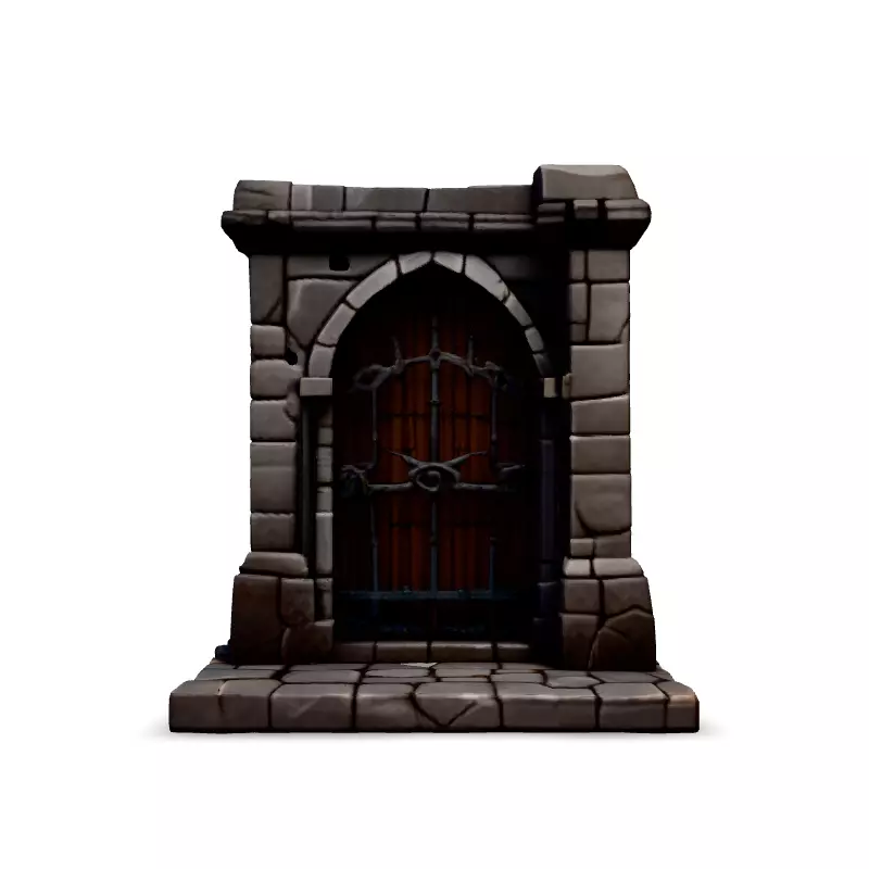 Stylized Stone Gate Game Asset Low-poly 3D model_3