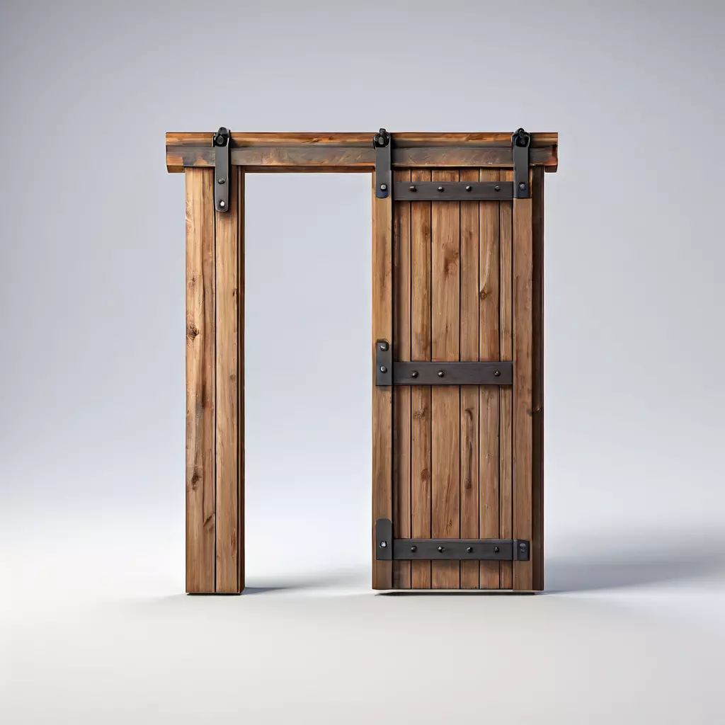 Realistic Sliding Barn Door 3D Model Low-poly 3D model_0