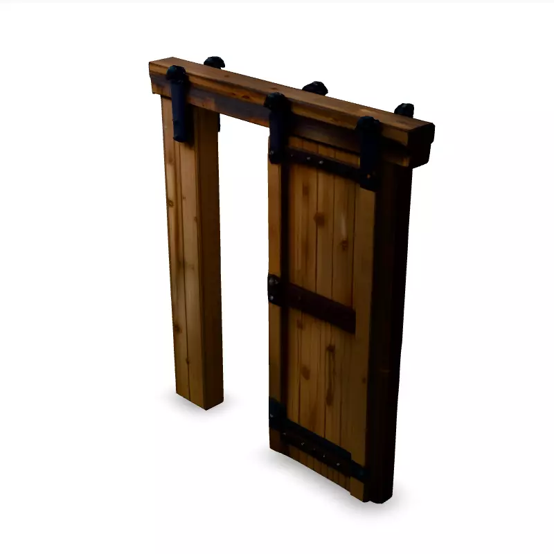 Realistic Sliding Barn Door 3D Model Low-poly 3D model_1