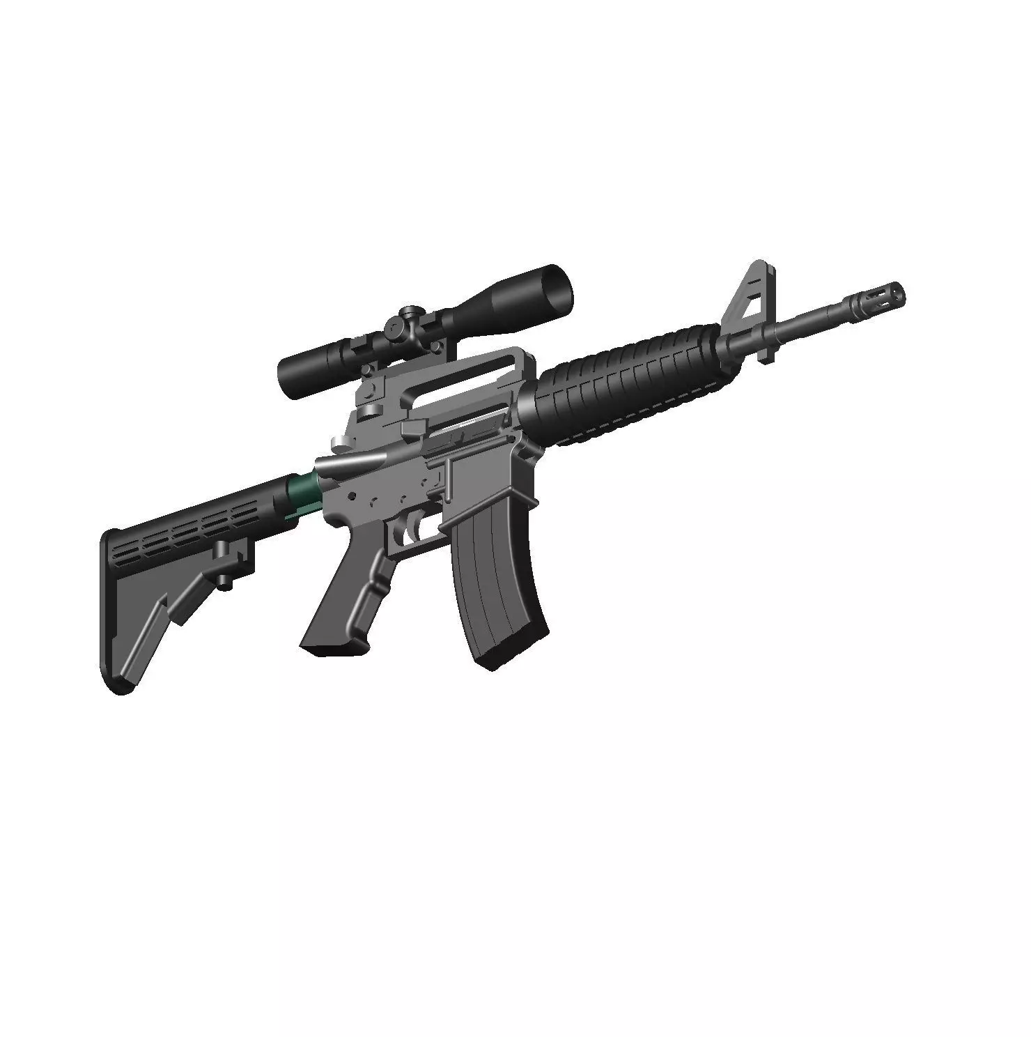 M4 ASSAULT RIFLE AND SNIPER SCOPE 3D print model_3