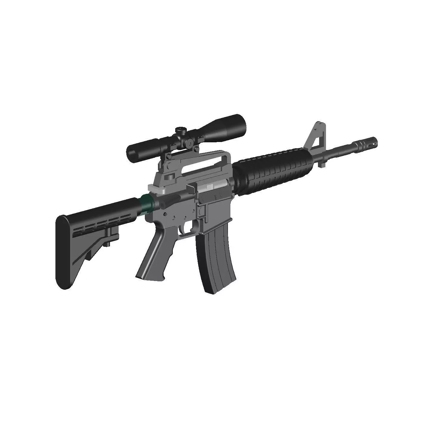 M4 ASSAULT RIFLE AND SNIPER SCOPE 3D print model_1