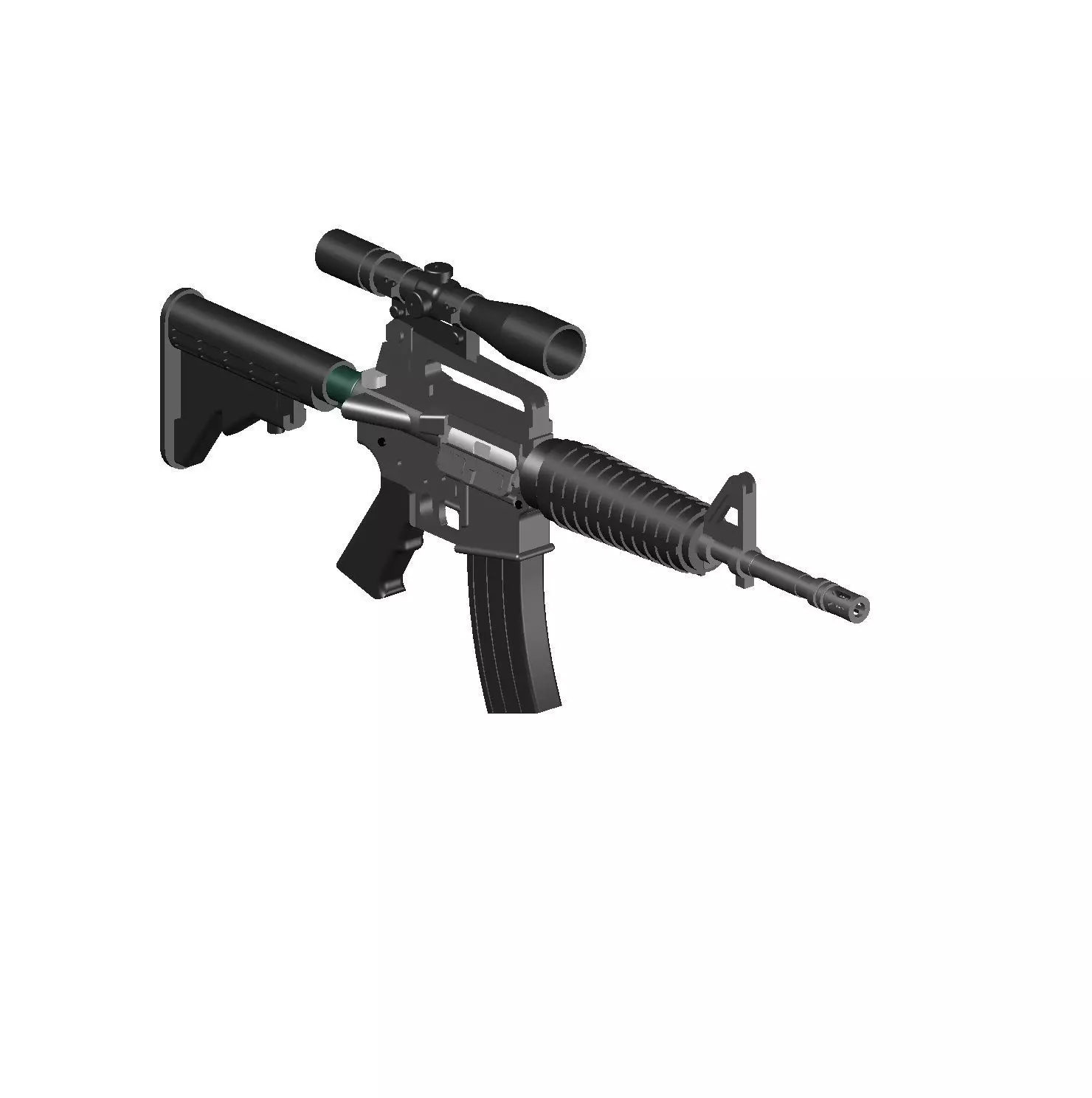 M4 ASSAULT RIFLE AND SNIPER SCOPE 3D print model_2