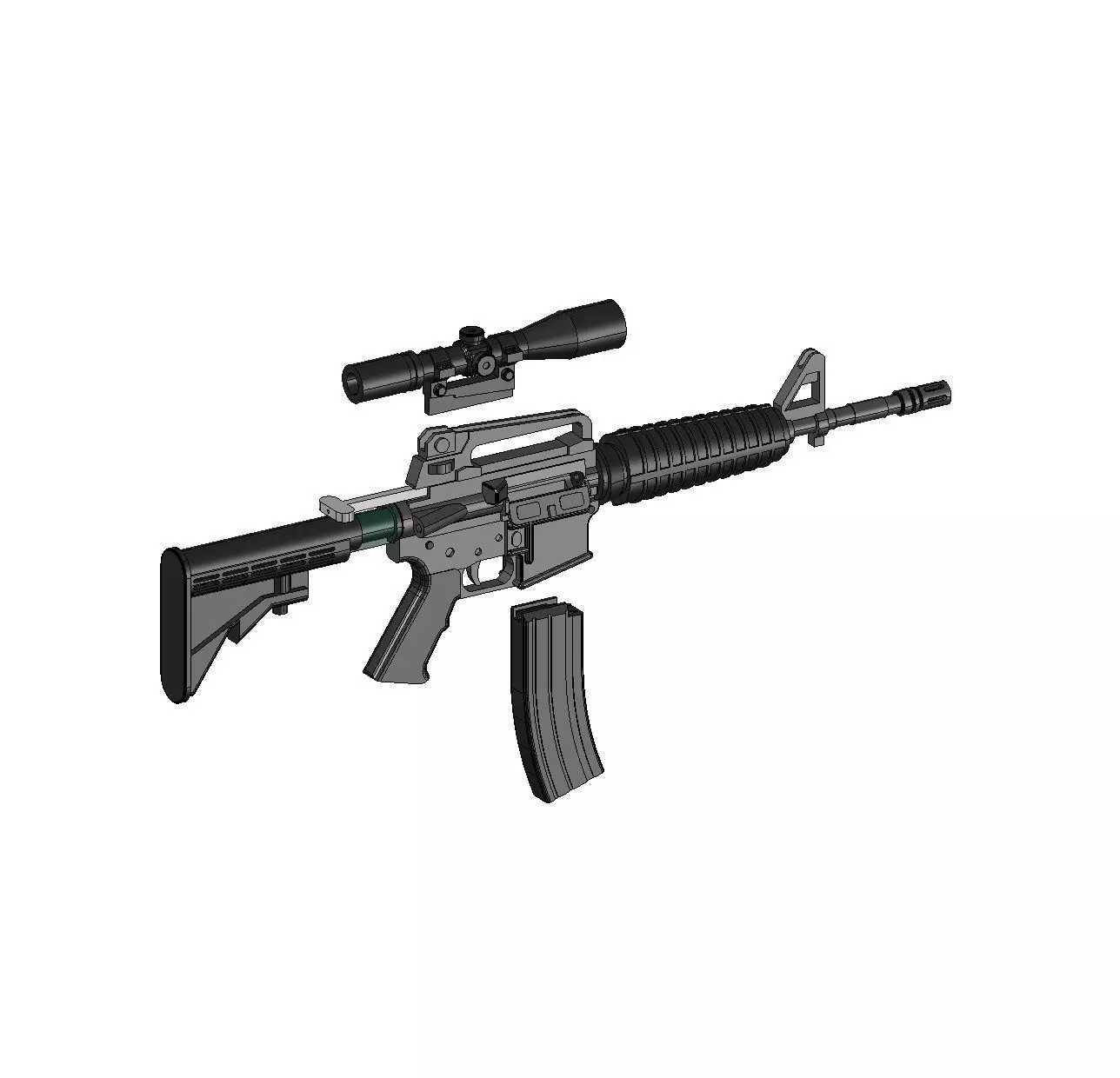 M4 ASSAULT RIFLE AND SNIPER SCOPE 3D print model_0
