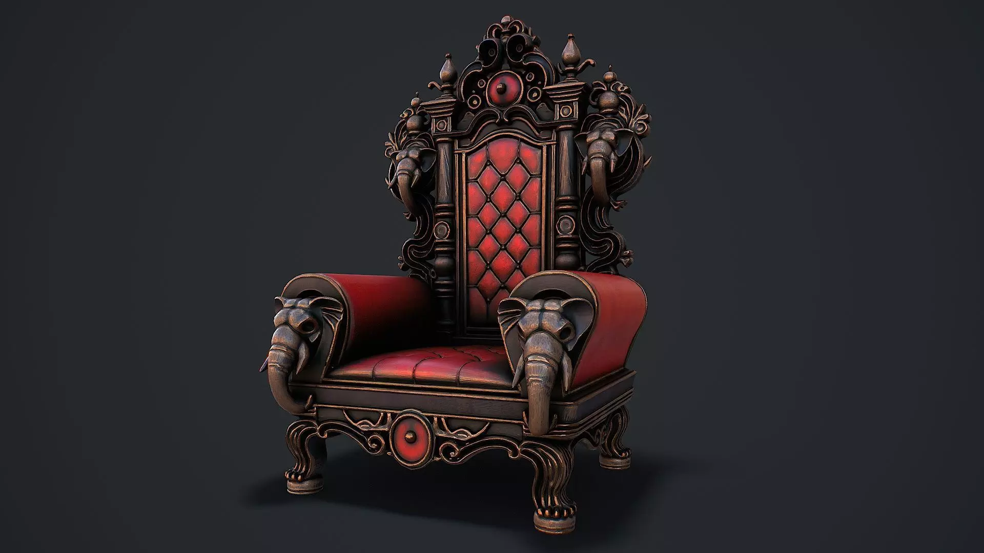 Fantasy Throne 2 game ready 3d model Low-poly 3D model_5