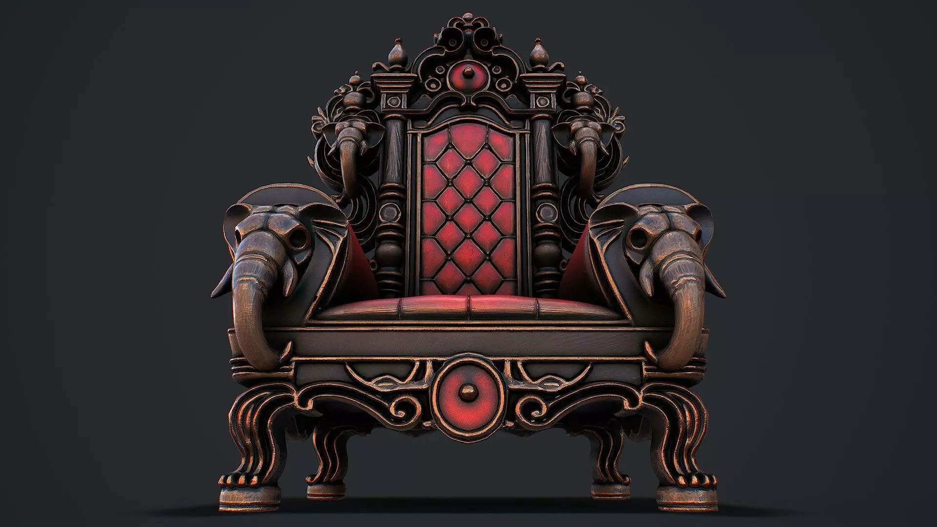 Fantasy Throne 2 game ready 3d model Low-poly 3D model_11