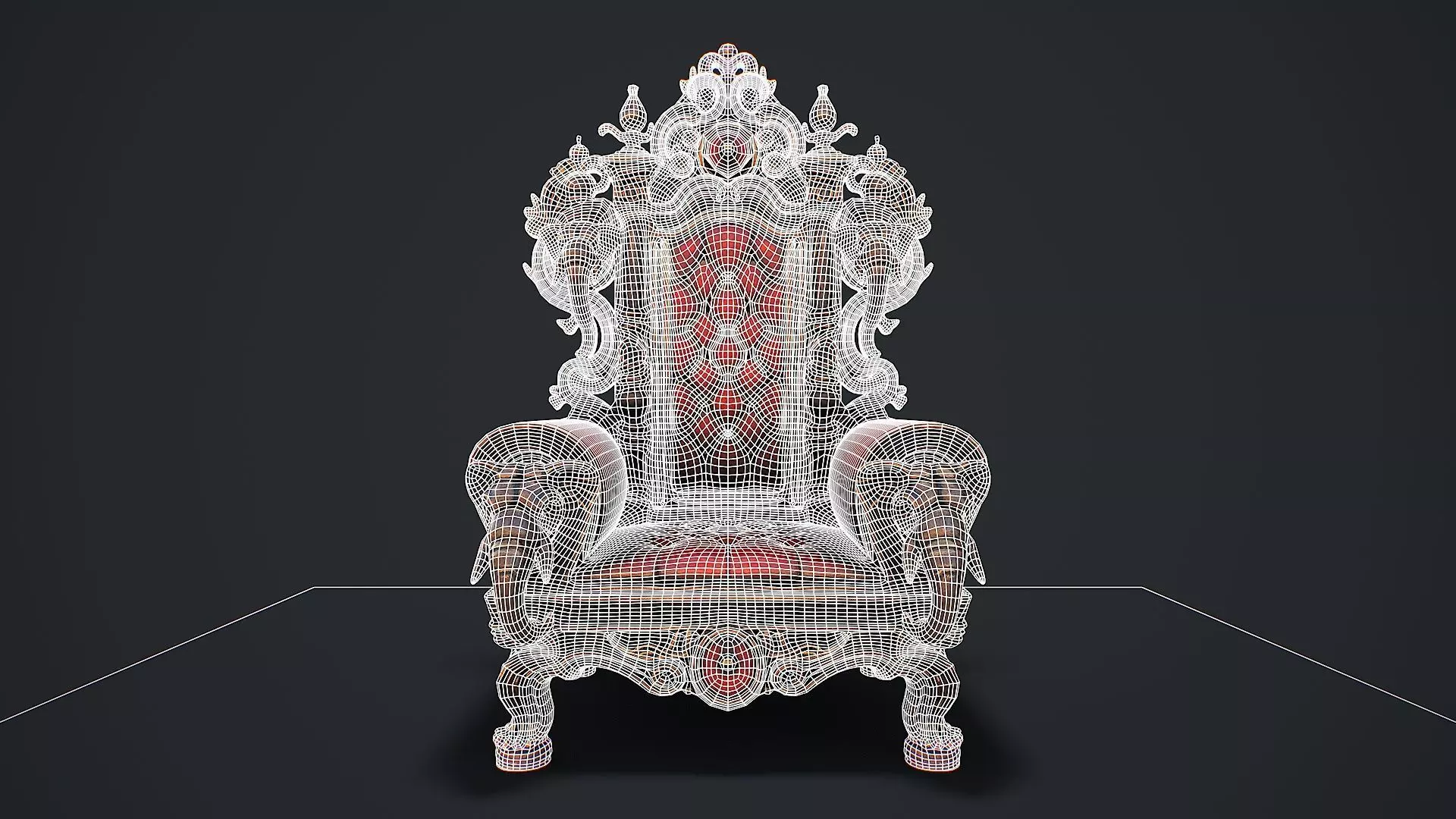 Fantasy Throne 2 game ready 3d model Low-poly 3D model_7