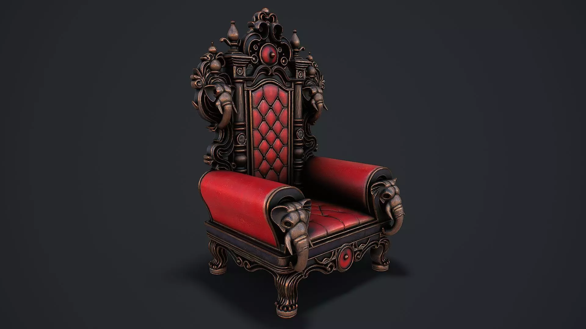Fantasy Throne 2 game ready 3d model Low-poly 3D model_4