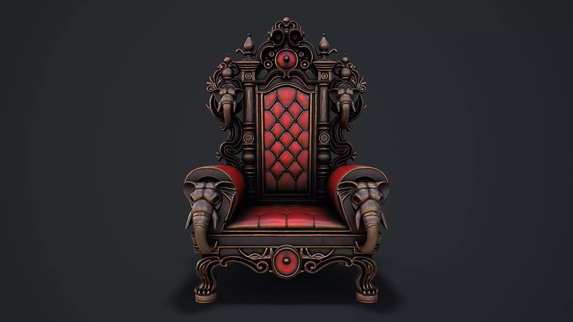 Fantasy Throne 2 game ready 3d model Low-poly 3D model_3