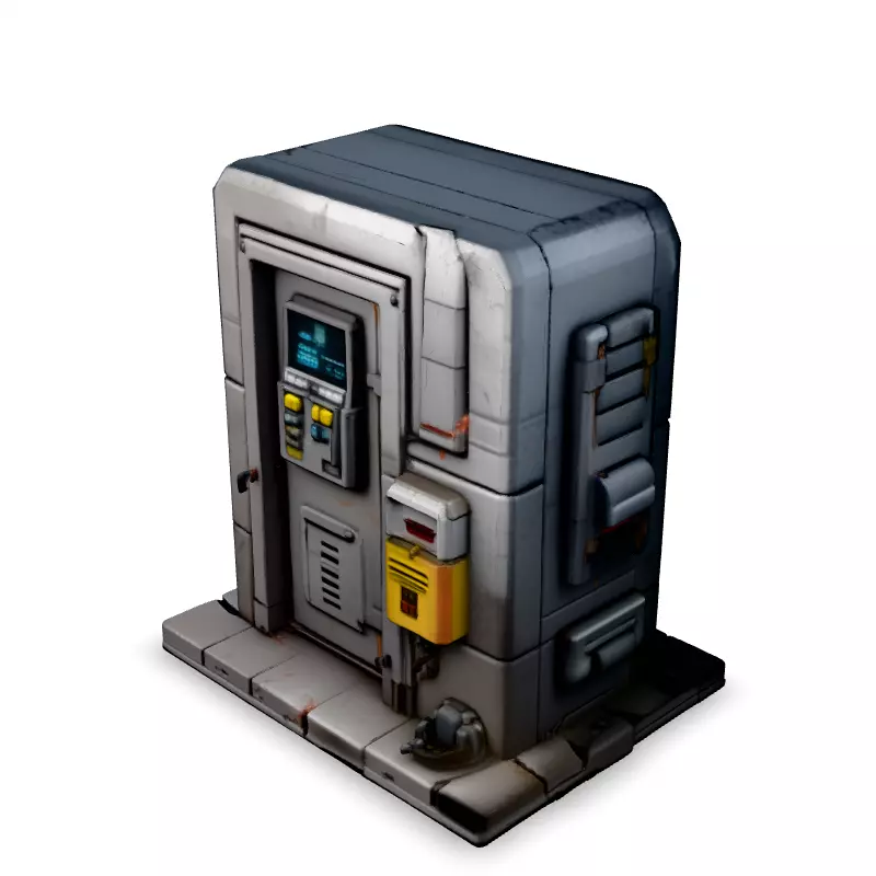 SciFi Utility Kiosk Game Asset Low-poly 3D model_1