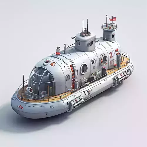 SciFi Hovercraft Exploration Vessel Low-poly 3D model