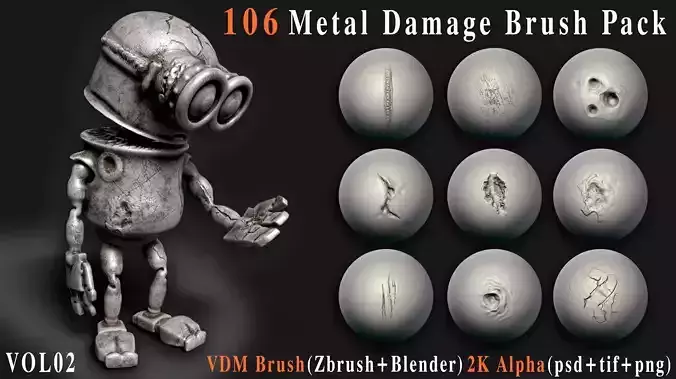 106 Metal Damage Brush Pack - VDM and Alpha - Vol02