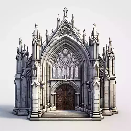Gothic Church 3D Model Low-poly 3D model