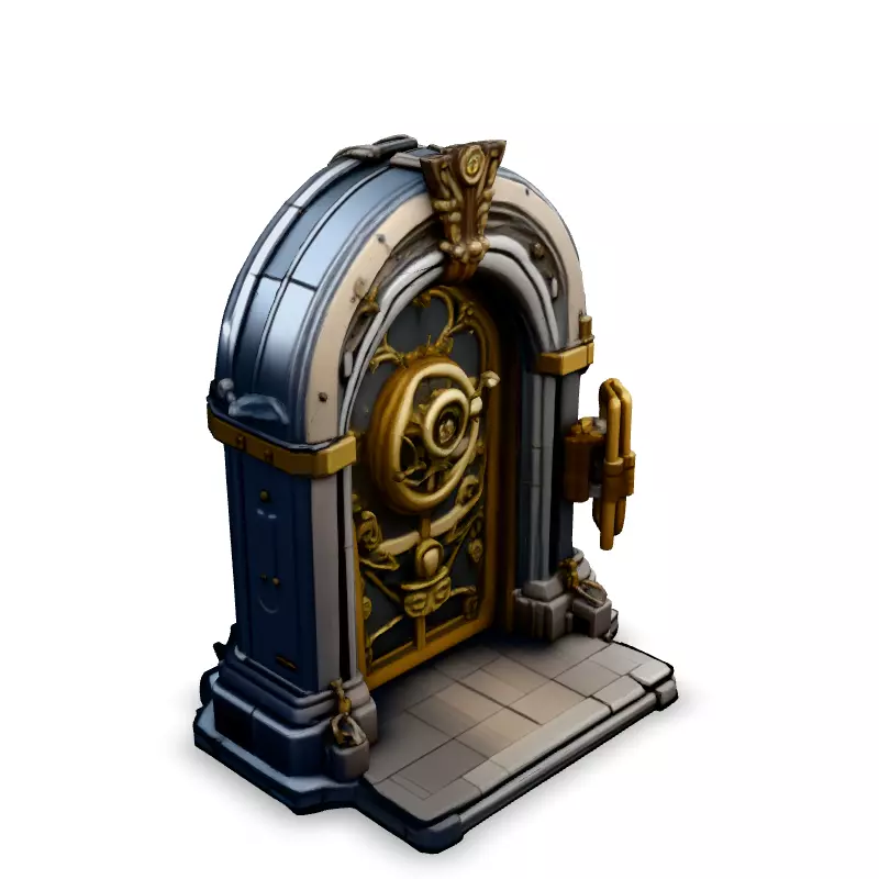 Ornate Steampunk Vault Door Low-poly 3D model_2