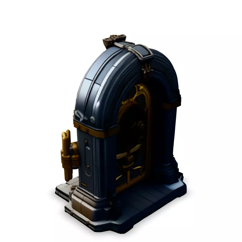 Ornate Steampunk Vault Door Low-poly 3D model_4