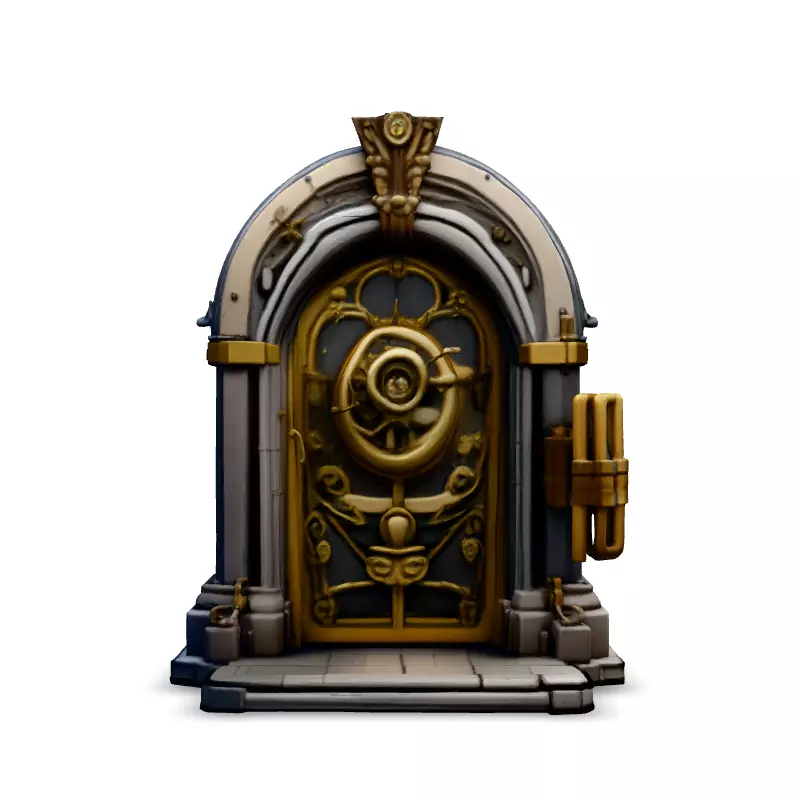 Ornate Steampunk Vault Door Low-poly 3D model_3