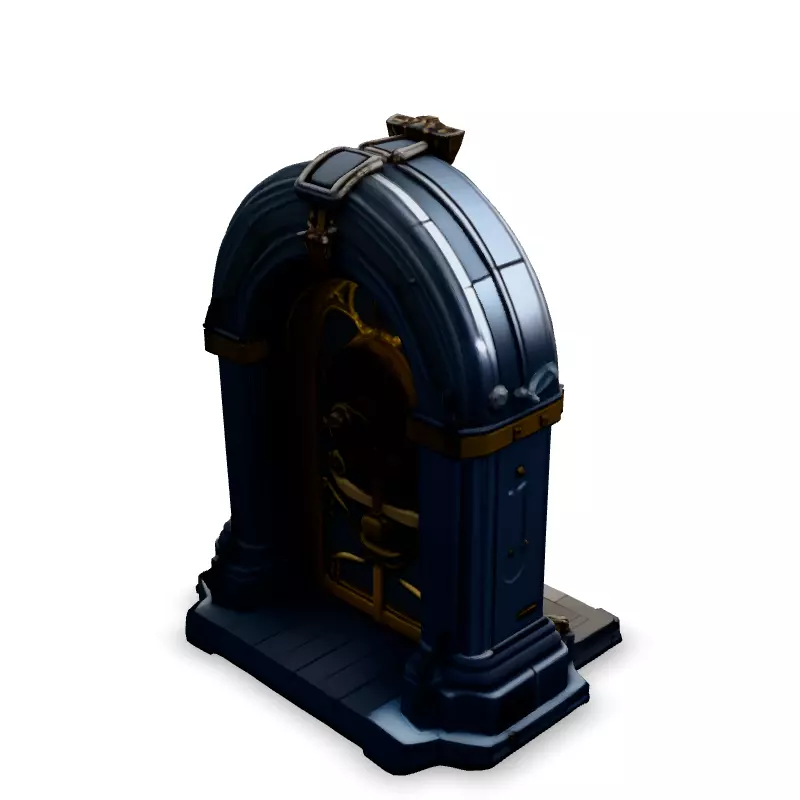 Ornate Steampunk Vault Door Low-poly 3D model_5