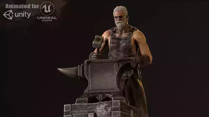 BlackSmith Low-poly 3D model