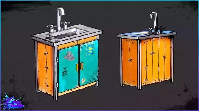 Stylized Sink Low-poly 3D model