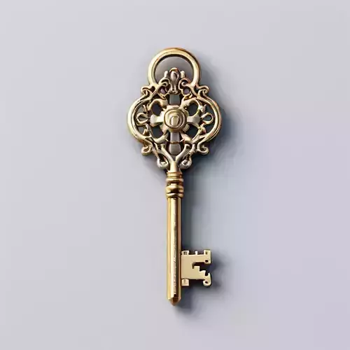 Ornate Gold Key 3D Model