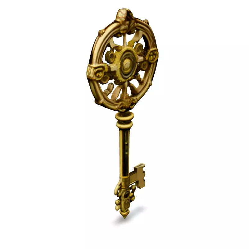 Ornate Golden Key 3D Model Low-poly 3D model_4
