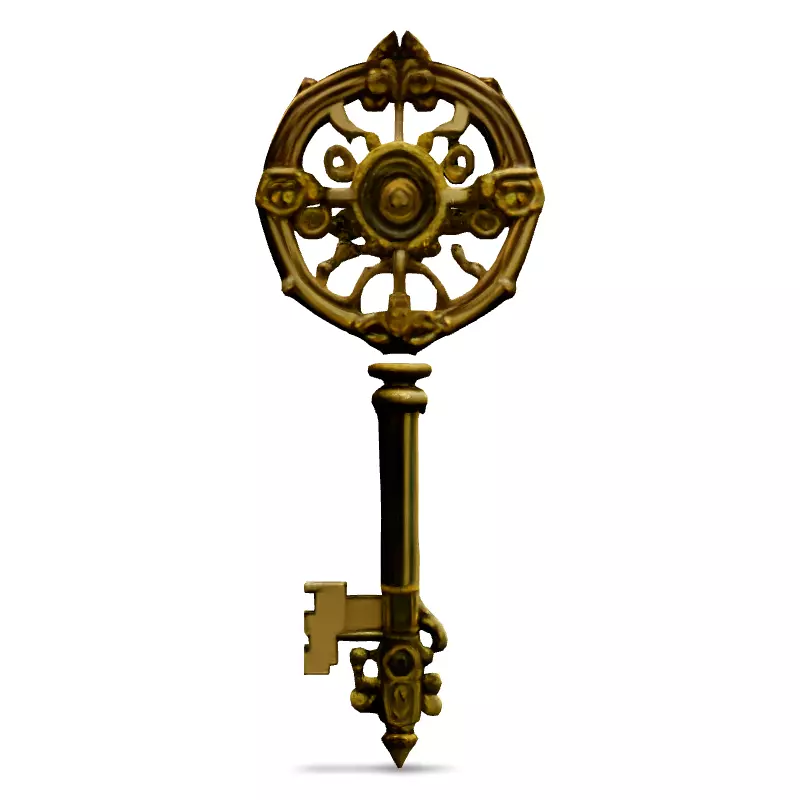 Ornate Golden Key 3D Model Low-poly 3D model_3