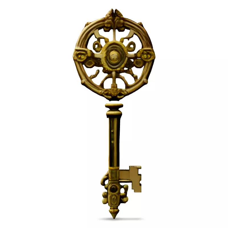 Ornate Golden Key 3D Model Low-poly 3D model_6