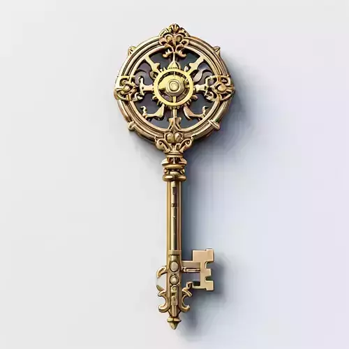 Ornate Golden Key 3D Model